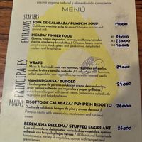 Menu  at Curcuma in El Chalten