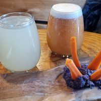 Juices and free entree while you wait for your meal. at Curcuma in El Chalten