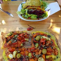 Pizza and burrito  at Curcuma in El Chalten