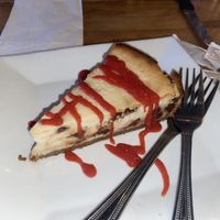 Cookie cheesecake w/ raspberry drizzle at Root in Lancaster