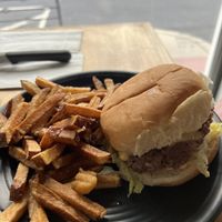 Big mic-impossible burger and hand cut fries  at Root in Lancaster