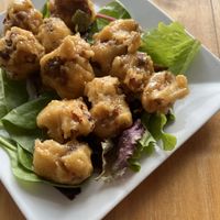 Fried cauliflower with agave garlic sauce- delicious!!  at Root in Lancaster