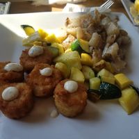 crispy mushroom scallops and veggies at Root in Lancaster