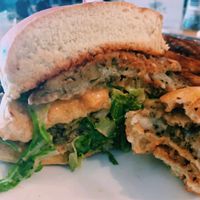Cross Section of The Vegan Burger: "Big Mic" at Root in Lancaster