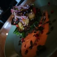 lentil and grilled eggplant naked burger with paprika mayo at Kohvik Must Puudel in Tallinn