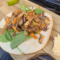 Oyster mushroom taco at Kohvik Must Puudel in Tallinn