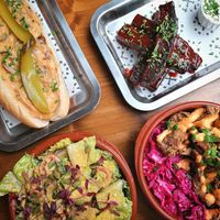 Philly cheese steak, BBQ ribs, Caesar salad and mushrooms at Make No Bones in Sheffield