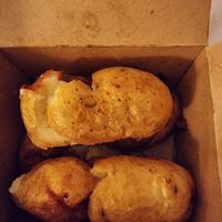 Crispy garlic maple potatoes! at Make No Bones in Sheffield