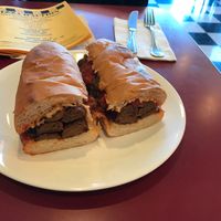 Vegan sausage sandwich. Lots of sausage. Good value. at Pizza D'Action in Holyoke