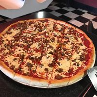 Vegan pizza with Vegan Sausage  at Pizza D'Action in Holyoke