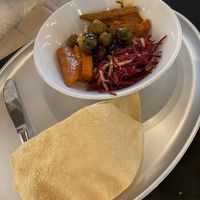 Salad with Papadum bread  #Veganuary at Hiltl - Dachterrasse in Zurich