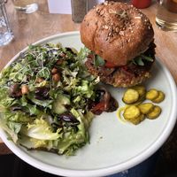 Vegan burger  at Blue Star Diner in Calgary