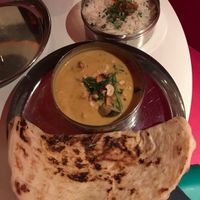 Basmati rice, korma and naan at Spice Box in East London