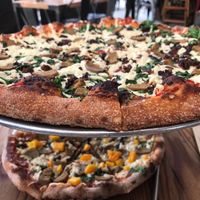 Vegan pizza with harvest squash at Solstice Pizza in Hood River