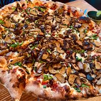 Vegan Boy 15” pizza + mushroom  at Solstice Pizza in Hood River