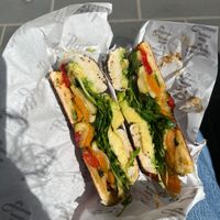 #10 Roast Veggies, Avo & Rocket ($13.50) at Huff Bagelry in Mentone