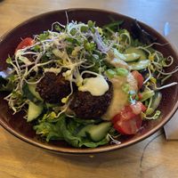 Falafel salad: nice, but the pumpkin salad is tastier at Bloem in Amsterdam