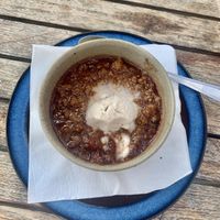 Rhubarb Crumble w/ hint of cinnamon (amazing)  at Bloem in Amsterdam