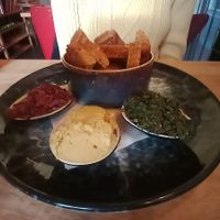 Bread basket with dips  at Bloem in Amsterdam