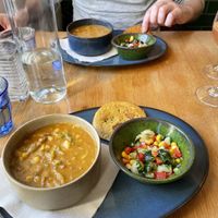Pozole rojo shared as a starter   at Bloem in Amsterdam