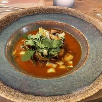 Mushrooms in kimchi soup  at Bloem in Amsterdam