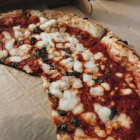 Marinara pizza with house made cashew cheese  at Pizza Barbone in Hyannis