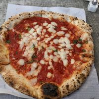 Marinara pizza with vegan mozzarella at Pizza Barbone in Hyannis