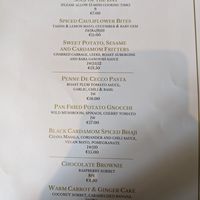 Menu as of May 18, 2023 at Danu Restaurant - Brehon Hotel in Killarney