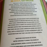 vegetarian menu  at Hard Rock Cafe in Kuta