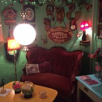 a tattoo parlor is attached to the shoe store  at Green Laces in Stockholm