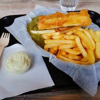 Viah and chips at Orinoco Vegan York in York