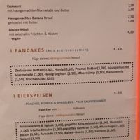 Breakfast and pancakes menu at Unicorn Berlin in Berlin