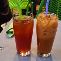 Thai iced tea with lemon and with milk at Aroydee in Frankfurt