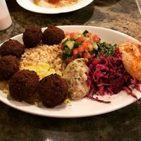 “Vegetarian plate” which is actually vegan at Eli's Jerusalum Grill in Birmingham