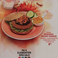 Menu May 2023 - Extra Option of a Vegan Rendang Kroket Burger Bagel at Bagels & Beans - Zwanestraat in Groningen