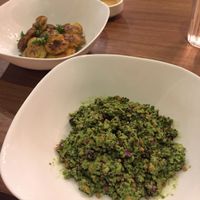 smashed potatoes and super green salad  at Green Bar in Makati