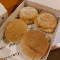 Pandesal and jam filled donuts at Green Bar in Makati