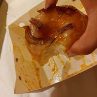 Maple bacon (made from coconut) donut. Our favorite. at Green Bar in Makati