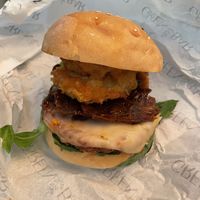 Seitan and jackfruit burgerrs  at Green Bar in Makati