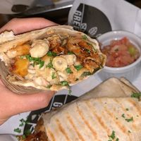 Mac & cheese burrito + setian sandwich! at Green Bar in Makati