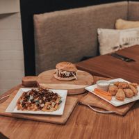 Jackfruit chili cheese fries 
BBQ jackfruit burger 
Tofu nuggets  at Green Bar in Makati