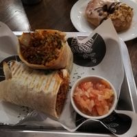 CHORIZNO BURRITO & Strawberry walnut doughnut at Green Bar in Makati