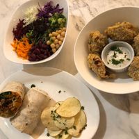 Mac and cheese holder, chickun wings and green bar salad  at Green Bar in Makati