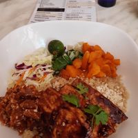 Quinoa bowl  with marinated tofu and peanut brittle topping at Green Bar in Makati