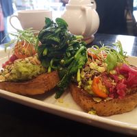 Smashed avo on toast at Seedling Cafe - Flinders in Melbourne