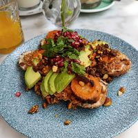 Muhammara and gluten free bread at By Lima in Haarlem