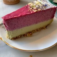 Vegan pistachio and raspberry cheesecake  at By Lima in Haarlem
