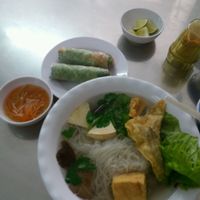 noodle soup and fresh spring rolls  at Quan Chay 103 in Ho Chi Minh City