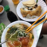 Bun hue chay and rice roll noodle dish  at Quan Chay 103 in Ho Chi Minh City
