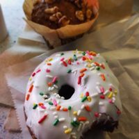 Vegan banana nut muffin and vanilla donut. at West Town Bakery and Diner - West Town in Chicago